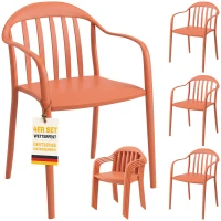 Outsunny Gartenstuhl 4er Set wetterfest Gartenstühle aus Kunststoff Stapelstuhl mit Armlehne Rückenlehne bis 120 kg belastbar(m-12)