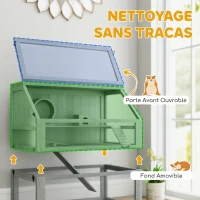 PawHut Cage Hamster Rongeur à 3 Niveaux, Base Amovible Profonde, Cabane, Balançoire, 80x50x76cm Gris Clair(m-6)