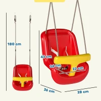 AIYAPLAY Babyschaukel verstellbar Mitwachsend Babysitz mit Rückenlehne, Sicherheitsgeländer, für Kinder von 9-36 Monaten, Rot(m-3)