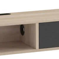 HOMCOM Móvel de TV suspenso, móvel de TV para TV até 75 polegadas (190,5 cm), gaveta rebatível 2 prateleiras 180x24x16cm madeira natural(m-10)