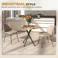 HOMCOM 80cm Industrial Round Dining Table - White Oak(m-6)