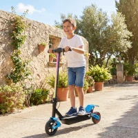 AIYAPLAY Foldable Kids Electric Scooter with LCD Display, Dual Shock Absorption, Up to 15 KM/H, Max Range 6 KM for Age 6-14, Blue(m-10)