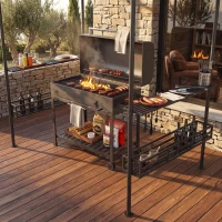 Outsunny 150 x 240cm BBQ Grill Gazebo, with Shelves - Grey(m-7)