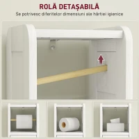 HOMCOM Dulap pentru Hârtie Igienică din Lemn cu Compartiment și Raft Reglabil, 21x20x79 cm, Alb(m-6)