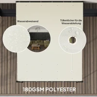 Outsunny 3 x 2,5 m pergola, wandgemonteerde tuinpergola, waterbestendig, metalen frame, afvoergaten, schaduwdoek, crèmewit(m-4)