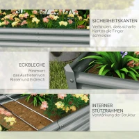 Outsunny Verhoogd Staal Tuinbed, Weerbestendig Plantenbed met Anti-Snijrand,(m-7)