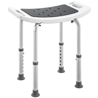 HOMCOM Scaun de Duș din Aluminiu și Plastic Antialunecare, Înălțime Reglabilă 6 Niveluri 39-52cm, Gri(m-1)