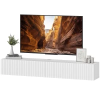 HOMCOM Mobile TV sospeso per TV fino 183 cm con 2 ante ribaltabili, 140x25x22 cm, bianco(m-7)