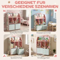 AIYAPLAY Kinderregal Bücherregal Kinder mit 2 Stoffschubladen offen Regal für 3-8 Jahre 62,5x30x91,5 cm Rosa(m-8)