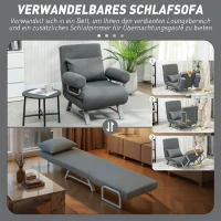 HOMCOM Schlafsessel, Polstersessel, zum Gästebett umwandelbar, ergonomisch, Dunkelgrau(m-4)