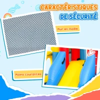 AIYAPLAY Château gonflable avec soufflerie parc aquatique toboggans, trampoline, mur d'escalade, canon, panier de basket(m-6)