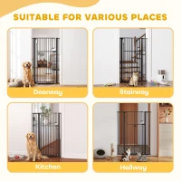 PawHut 135cm Tall Pet Gate with Cat Door, 81-108 cm Wide Adjustable Pressure Mounted for Doorways, Hallways, No Drilling, Black(m-9)