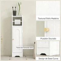HOMCOM Armário de Casa de Banho Estreito Móvel Auxiliar de Casa de Banho 21x20x79 cm com Prateleira Ajustável Suporte para Papel Higiénico Branco(m-7)