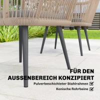 Outsunny Gartenstuhl 2er Set wetterfest  Gartenstühle mit Armlehne Sitzkissen Metallrahmen bis 120 kg belastbar Hellgrau(m-5)