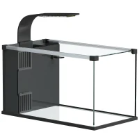 PawHut Acvariu, 24L din Sticlă Securizată cu Filtru, Lumină LED și Pompă de Apă(m-1)