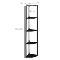 HOMCOM Lampadar Coloană din MDF cu 4 Rafturi și Iluminare LED de 3000K, 41x29.5x163.5 cm, Negru(m-3)