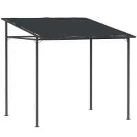 Outsunny 2.4 x 2.4 m Wall Mounted Pergola Gazebo with PA Coating Fabric and Metal Frame, UPF30+, Lean to Garden Gazebo, Wind Resistant Outdoor Sun Shade Shelter for Garden, Deck, Dark Grey(m-1)