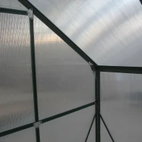 Outsunny 8 x 12ft Aluminium Greenhouse Polycarbonate Walk in Garden Greenhouse Kit with Adjustable Roof Vent, Double Sliding Door, Rain Gutter and Foundation, Clear(m-10)