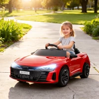 HOMCOM Kinderauto, Elektroauto, Audi-lizenziert, mit Sicherheitsgurt, Fernbedienung, Licht, rot+schwarz, 103 x 58 x 41cm(m-2)