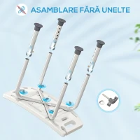 HOMCOM Scaun de Duș din Aluminiu și Plastic Antialunecare, Înălțime Reglabilă 6 Niveluri 39-52cm, Gri(m-6)