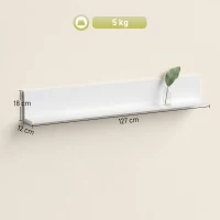 HOMCOM Etajeră de Perete 127 cm cu Finisaj Lucios, din Lemn, Alb Lucios(m-3)