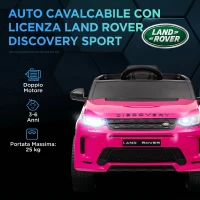 AIYAPLAY Auto Elettrica Bambini a Licenza Land Rover Discovery con Fari, Clacson e Cintura, in Plastica e Metallo,106x65.5x51 cm, Rosa(m-4)