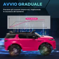 AIYAPLAY Auto Elettrica Bambini a Licenza Land Rover Discovery con Fari, Clacson e Cintura, in Plastica e Metallo,106x65.5x51 cm, Rosa(m-6)