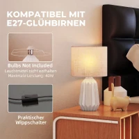 HOMCOM Tafellamp, nachtlamp met linnen kap, tuimelschakelaar, bureaulamp, 22 x 22 x 39 cm, beige(m-5)