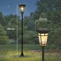 Outsunny Solar Laterne 2er-Set Stehleuchte 180cm Höhenverstellbar mit 2 Helligkeitsmodi Lichtsensor Schalter, IP44(m-3)