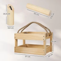 SPORTNOW Juego de Bolos Finlandeses de Madera con 12 Bolos 1 Palo y Caja de Transporte para Adultos Jardín Natural(m-3)
