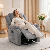 HOMCOM Poltrona Elevatória com Função de Massagem e Aquecimento Lombar Poltrona Reclinável com Controles Remotos e Bolsos Laterais Cinza Claro(m-6)