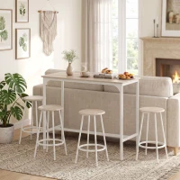 HOMCOM Set de mesa alta de 5 piezas para 4 personas, mesa alta de estilo industrial con taburetes para cocina & comedor, roble(m-4)