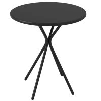 Outsunny Tuintafel Ø60 x 70 cm, Weerbestendige Balkontafel van Staal, Ronde Eettafel met Voetkussentjes, Zwart(m-9)