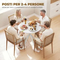 HOMCOM Tavolo da Pranzo Rotondo Stile Industriale con Gambe a Croce in Acciaio, Ø80x75 cm, Bianco(m-4)