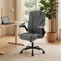 HOMCOM Office Chair, Ergonomic Desk Chair with Flip-up Armrest, Pocket Springs, Swivel Wheels, Adjustable Height, Grey(m-14)