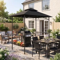Outsunny 150 x 240cm BBQ Grill Gazebo, with Shelves - Grey(m-10)