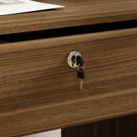 HOMCOM Mesa de Computador com 5 Gavetas 110x50 cm Mesa com Arrumação Prateleira Aberta Gaveta com Fechadura Nogueira(m-11)