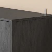 HOMCOM Aparador Alto de Cocina, Armario de Cocina, 4 Puertas con Cierre Suave, 2 Compartimentos Abiertos y Estantes Regulables, Negro(m-8)