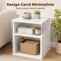 HOMCOM Table d'Appoint, Table Basse Moderne 3 Niveaux avec Étagères Ouvertes, pour Salon, Chambre ou Bureau, Blanc(m-6)