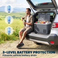 Outsunny Glacière Électrique Voiture 25L, Contrôle via Application, Modes MAX & ECO, 12V/240V, -20 à 20 °C, 58x33x38,3cm, Gris(m-4)