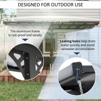 Outsunny 4.35 x 3m Outdoor Patio Gazebo Pergola, Retractable Pergola Canopy Aluminum Post & PC Roof,  Grey(m-8)