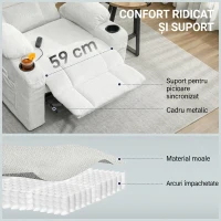HOMCOM Fotoliu Relax Electric Reclinabil 150° cu Suport pentru Picioare, Funcție Memorie, Telecomandă, din Catifea, Crem(m-5)