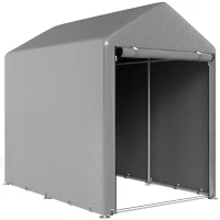 Outsunny Abri de Jardin Imperméable avec 2 Compartiments, Porte Enroulable à Fermeture Éclair, 120x179x165cm, Gris Clair(m-1)
