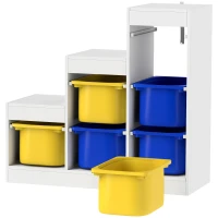 AIYAPLAY Móvel de Arrumação para Brinquedos Infantis com 6 Cestos Removíveis 3 Níveis de Arrumação 96x38,5x90 cm Multicolorido(m-7)