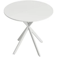 HOMCOM Tavolo da Pranzo Rotondo Stile Industriale con Gambe a Croce in Acciaio, Ø80x75 cm, Bianco(m-1)