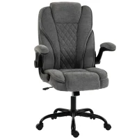 HOMCOM Office Chair, Ergonomic Desk Chair with Flip-up Armrest, Pocket Springs, Swivel Wheels, Adjustable Height, Grey(m-1)