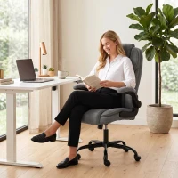 HOMCOM Office Chair, Ergonomic Desk Chair with Flip-up Armrest, Pocket Springs, Swivel Wheels, Adjustable Height, Grey(m-8)