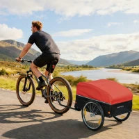 SPORTNOW Fahrradanhänger 170 Liter Fahrrad Lastenanhänger mit Kupplung Abdeckplane 51 cm Schnellspannend Luftreifen bis 40 kg(m-10)