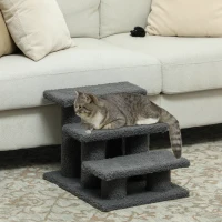 PawHut Escalier pour chat 3 marches Escalier pour animal Escalier pour chat Escalier pour animaux de compagnie 45 x 35 x 34 cm Gris(m-6)