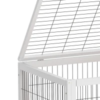 PawHut Clapier lapin intérieur clapier pour cochon d'inde en bois avec toit ouvrant et roulettes 90 x 53 x 59 cm jaune et blanc(m-14)
